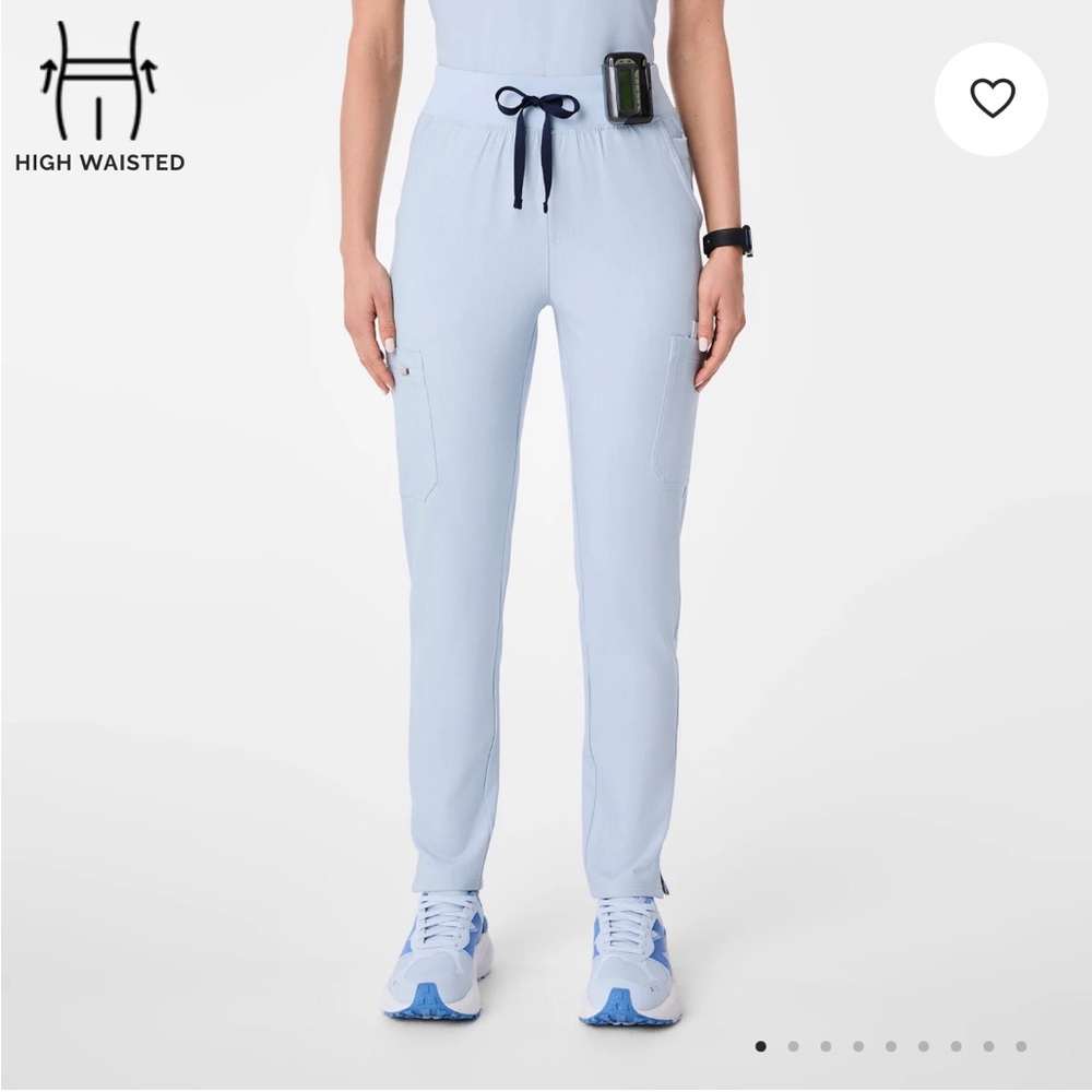 Figs High Waisted Yola Skinny Scrub Pants in Chambray